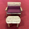 Deluxe Wooden Garden Bench Set with Burgundy Cushions/