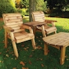 Twin Companion Wooden Outdoor Furniture Set Straight with Burgundy Cushions/