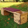 Deluxe Wooden Garden Planter Bench with Burgundy Cushion/