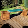 Deluxe Wooden Garden Planter Bench with Green Cushion/