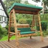 Dorset Two Seat Wooden Garden Swing - Green/