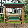 Dorset Two Seat Wooden Garden Swing - Green/