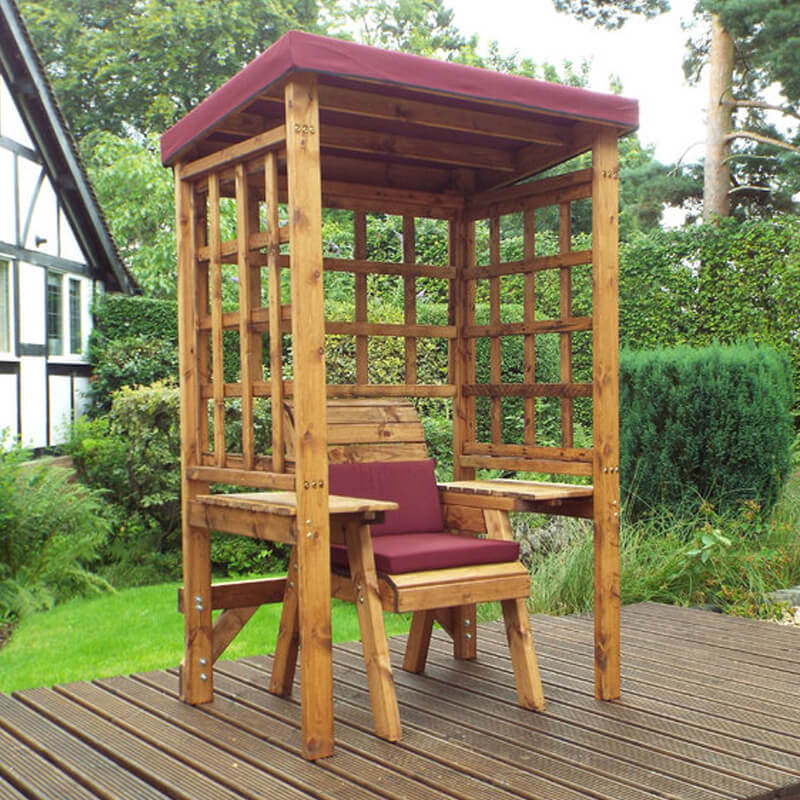 Wentworth Single Seat Wooden Garden Arbour - Burgundy/