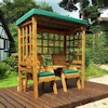 Henley Twin Seat Wooden Garden Arbour - Green/