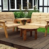 Four Seater Corner Wooden Garden Bench Set with Green Cushions/