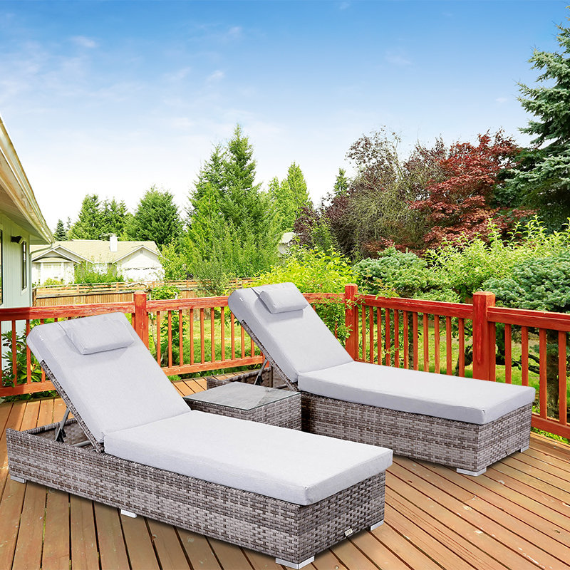 Creole Sun Lounger Set With Side Table Grey