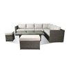 Catalina Corner Sofa Set With Rising Table, Bench & Stool - Grey/