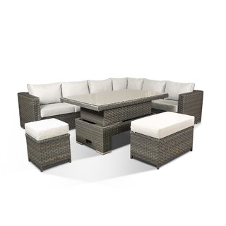 Catalina Corner Sofa Set With Rising Table, Bench & Stool - Grey