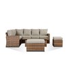 Sloane High Back Corner Sofa Set With Rising Table, Bench & Stool - Brown/