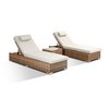 Creole Sun Lounger Set With Side Table - Brown/