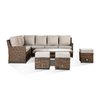 Imola High Back Corner Sofa Set With Rising Table & Three Stools - Brown/