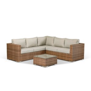 Colette Compact Corner Sofa With Coffee Table - Brown/