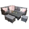 Charlotte Corner Dining Sofa Set With Lift Table & Polywood Table Top - Grey/