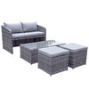Flat Weave Gemma Compact Stacking Sofa Set With 2 Ottomans & Lift Up Coffee Table - Mixed Grey/
