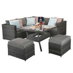 Mixed Grey Flat Weave Georgia Compact Corner Dining Set/