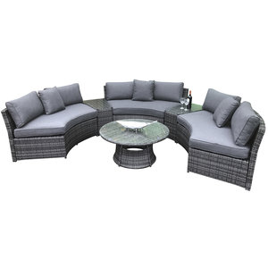 Flat Weave Half Moon Sofa Set in Grey/