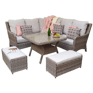 Alexandra Small Corner Dining Sofa With Benches - Grey / Silver