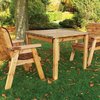 Two Seater Wooden Garden Table Set with Green Cushions/