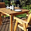 Two Seater Wooden Garden Table Set with Green Cushions/