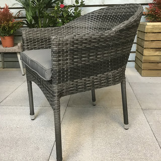 Flat Weave Stacking Chair - Mixed Grey