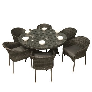 Flat Weave Round Table 135cm - Mixed Grey/