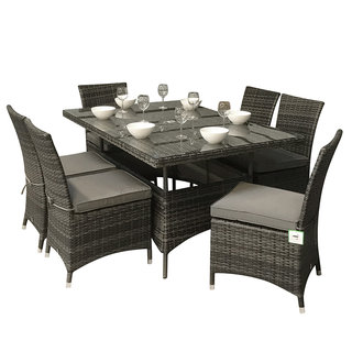 Flat Weave Rectangular Table 150 x 100cm - Mixed Grey