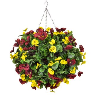 Artificial Pansy Ball Red & Yellow 40cm