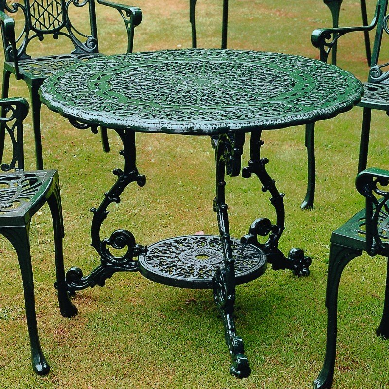 Victorian Round Table Green, Victorian Style Outdoor Furniture