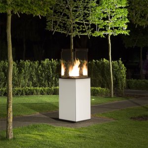 Kratki Real Flame Patio Heater - White Glass Base Panels/