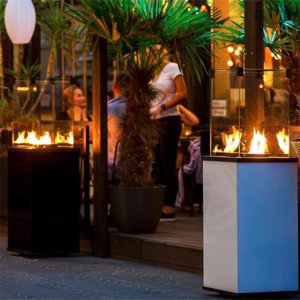 Kratki Real Flame Patio Heater - White Glass Base Panels/