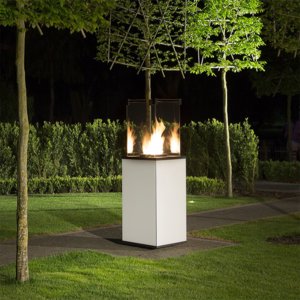 Kratki Real Flame Patio Heater - White Glass Base Panels/