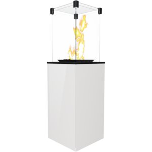 Kratki Real Flame Patio Heater - White Glass Base Panels/