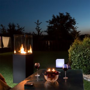 Kratki Real Flame Patio Heater - Black Steel Base Panels/