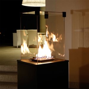 Kratki Real Flame Patio Heater - Black Steel Base Panels/
