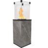 Kratki Real Flame Patio Heater - Quartz Sinter Base Panels (Natural Pietra Grey) - Manual/