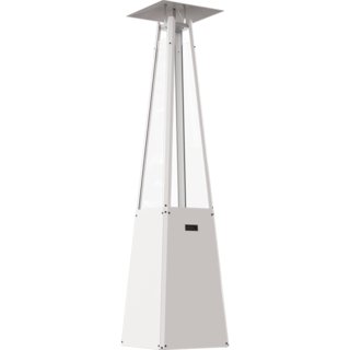 Kratki Umbrella Real Flame Pyramid Patio Heater - White with Brackets