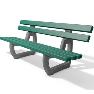 Tivoli 2 Bench - 200 cm With Back - Grey/Green