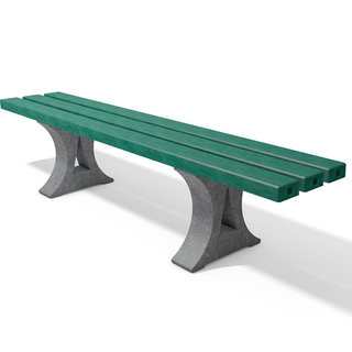 Canetti 2 Bench - 200 cm Without Back - Grey/Green