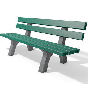Piccadilly 2 Bench - 200 cm With Back - Grey/Green/