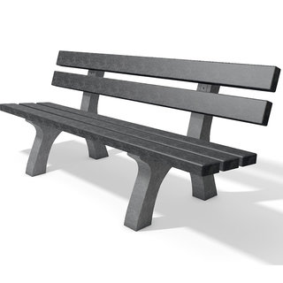 Piccadilly 2 Bench - 200 cm With Back - Grey/Black