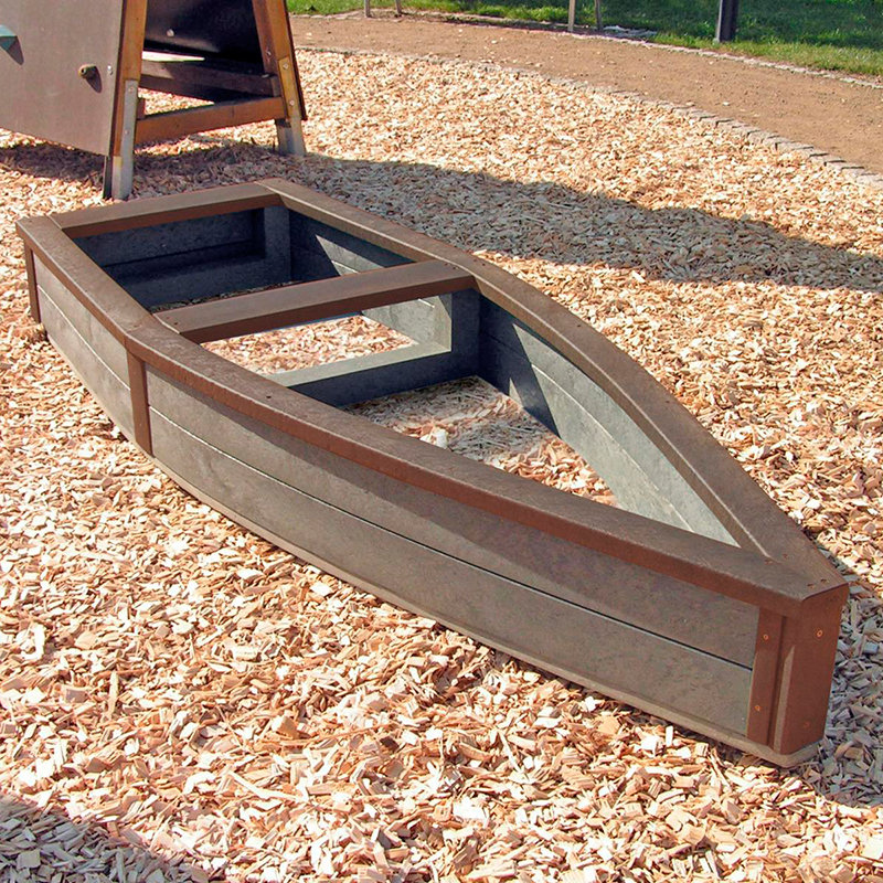 Lut Boat-Shaped Sandbox - Grey/Brown/