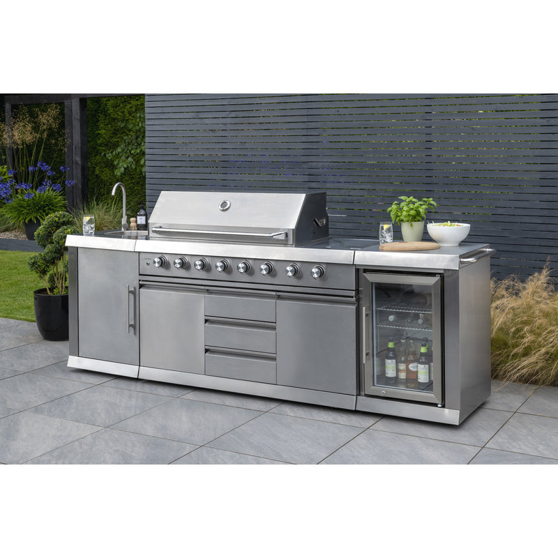 Absolute Pro Outdoor 6 Burner Kitchen With Fridge & Sink/