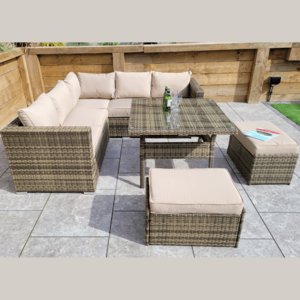 Mixed Brown Flat Weave Georgia Compact Corner Dining Set/