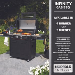 Infinity 500 5 Burner Gas BBQ With Side Burner/