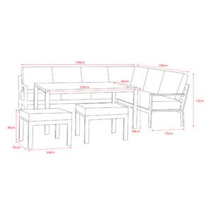 Titchwell Corner Set with Standard Table in White/