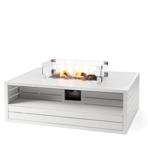 Aluminium Rectangular White Cocoon inc Burner and Glass Screen