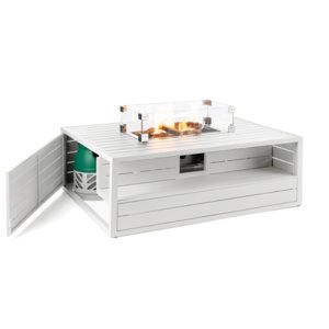 Aluminium Rectangular White Cocoon inc Burner and Glass Screen/