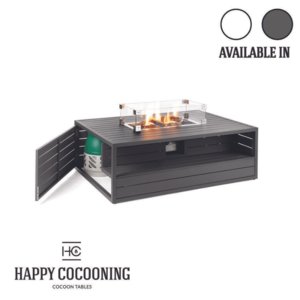 Aluminium Rectangular White Cocoon inc Burner and Glass Screen/