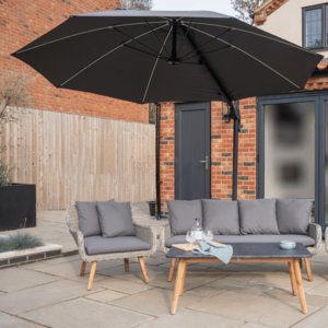 One Box Parasol 3m Round LED Cantilever with Water Filled Base/